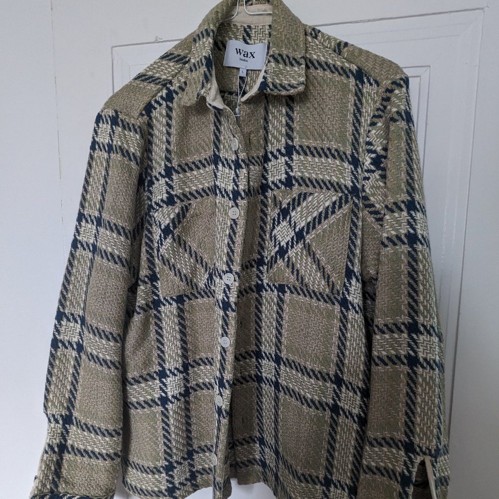 Wax London - Whiting Park Overshirt In Sage / Navy - Large (NWT)